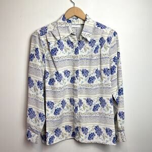 Vintage 80s 90s Button Up Blouse Sz 10 Floral Tailored Ladylike Feminine Cottage
